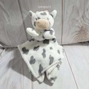 Carters Cow Calf Plush Lovey Mini Security Blanket Gray White 2024